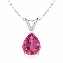 ANGARA 9x7mm Natural Pink Sapphire Solitaire Pendant Necklace in 925 Silver - £592.83 GBP+