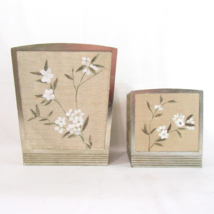 CROSCILL Silk Blossoms Floral 2-PC Waste Basket and Tissue Box Cover - $45.00