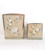 CROSCILL Silk Blossoms Floral 2-PC Waste Basket and Tissue Box Cover - £35.38 GBP