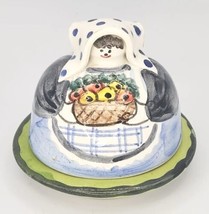 Horchow Folk Art Pottery Peasant Lady Hand Painted Covered Dish Vintage ... - £23.97 GBP