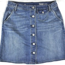 GAP 1969 Womens Stretch Denim Jean Mini Skirt 28 30x18 Shank Button Whiskered - £19.20 GBP