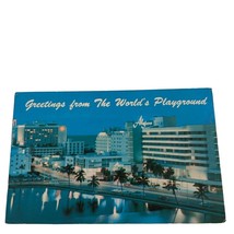 Postcard Night View of Miami Beach Florida World&#39;s Playground Chrome Posted - $4.84
