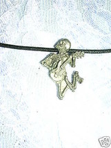 Vintage Heavy Metal Guitar Player Full Body Skeleton Pendant Necklace - £8.03 GBP