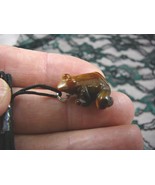 (an-frog-10) FROG BROWN TIGER&#39;S EYE carving Pendant NECKLACE FIGURINE ge... - £6.10 GBP