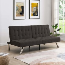 Espresso Futon Sofa Bed | Wood Frame &amp; Stainless Legs - £212.04 GBP