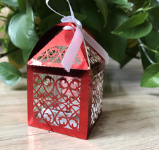 100pcs Metallic Red Laser Cut wedding favor box,wedding Gift boxes,Weddi... - $34.00+