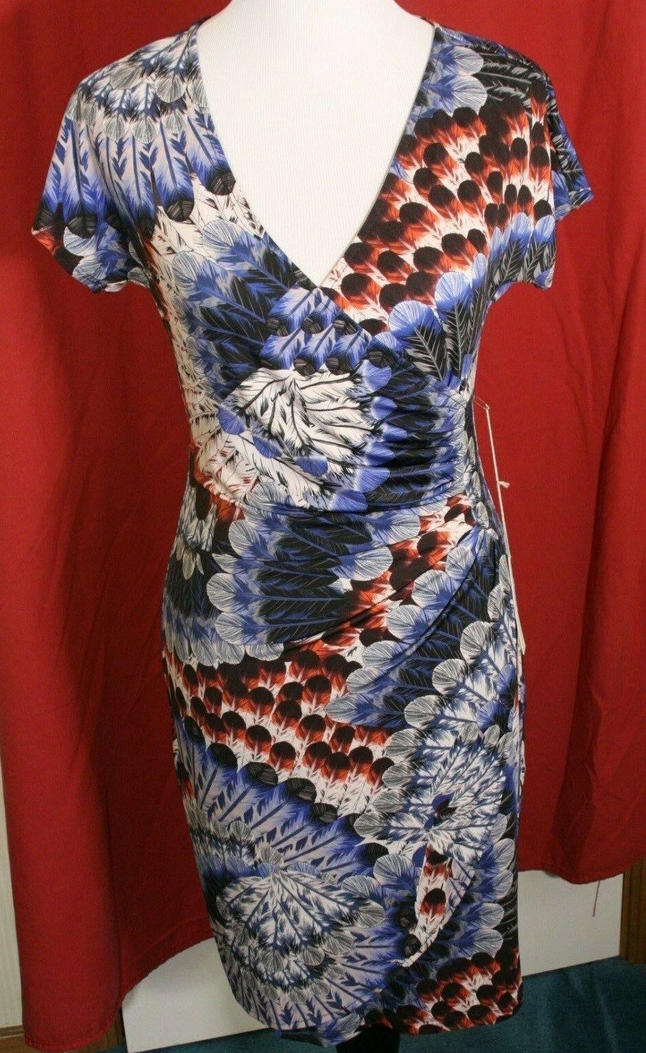 Primary image for Presley Skye NWT Feathered Ruched XS Women's Dress Cap Sleeve $119 Easy Care
