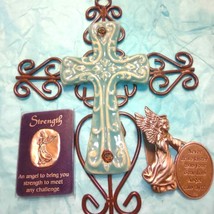 Beautiful handcrafted ceramic and iron Cross~Angel visor clip~Angel stone - $37.62