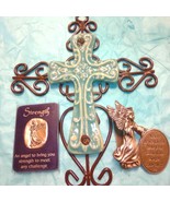 Beautiful handcrafted ceramic and iron Cross~Angel visor clip~Angel stone - $37.62