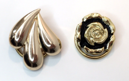 Lot of 2 Vintage Scarf Clips One Marked West Germany Abstract &amp; Floral - £9.59 GBP