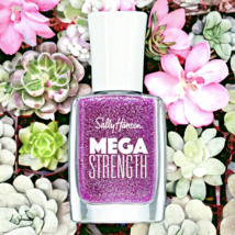 Sally Hansen Mega Strength Nail Color 032 Lady Millionaire Glitter Pink Purple - £4.00 GBP