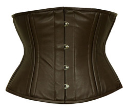 Waspie size 18 training waistbust whale double brown leather steel - £32.24 GBP+