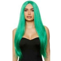 Long Green Wig Straight Center Part Unisex Costume Party Cosplay Anime 991587 - £19.41 GBP