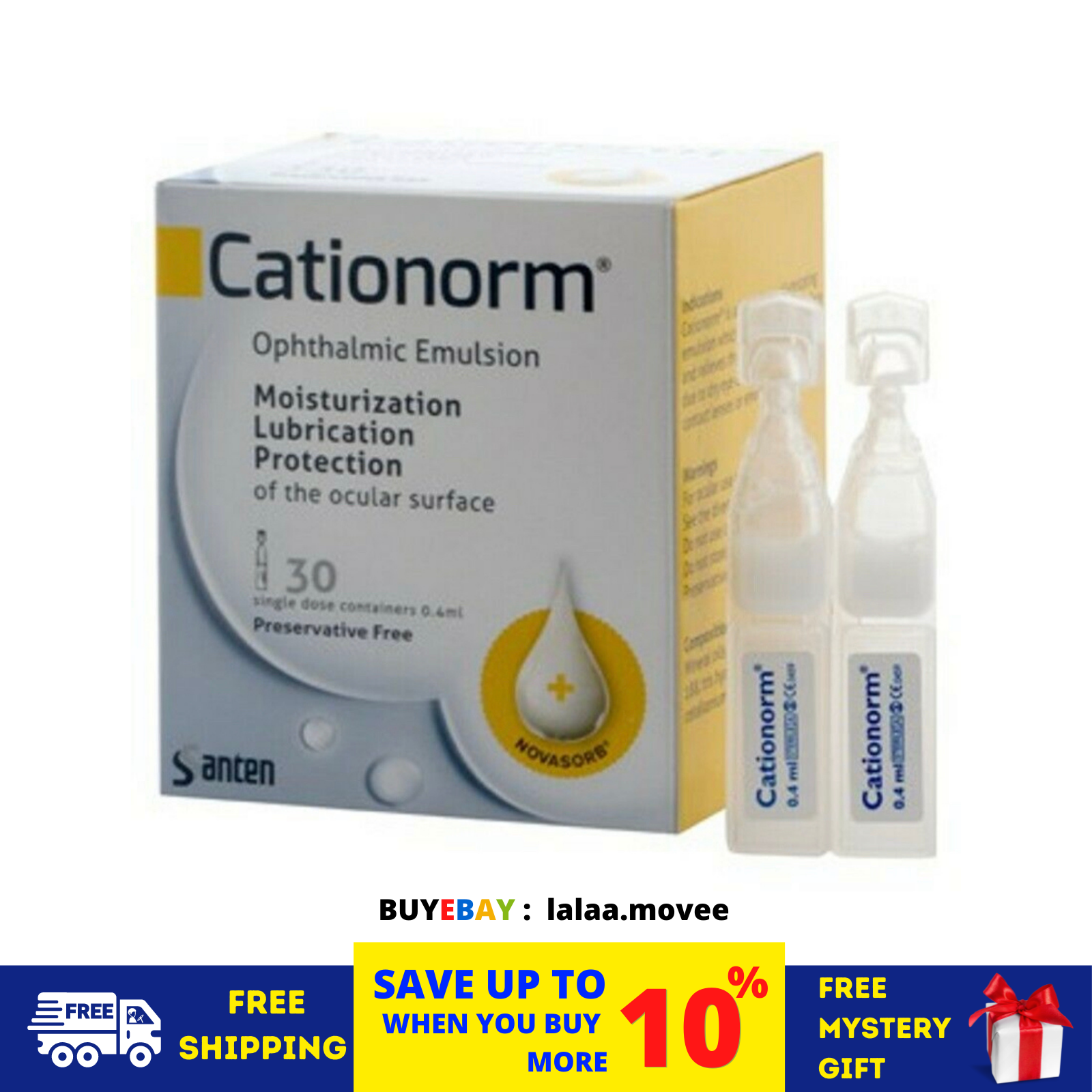 CATIONORM Emulsion 30 vial (0.4ml) Dry Eye Tear Drop Compatible Contact ... - $26.23