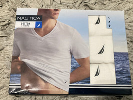 Nautica Mens Large 42-44 V-Necks Classic Fit, Tagless,Super Soft Cotton T-Shirts - £20.35 GBP