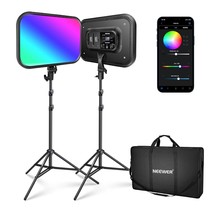 NEEWER 18.3&quot; RGB LED Video Light Panel with App Control Stand Kit 2 Pack... - £392.38 GBP