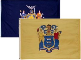 AES 2x3 2&#39;x3&#39; Wholesale Combo State New York &amp; New Jersey 2 Flags Flag Banner Br - $6.88