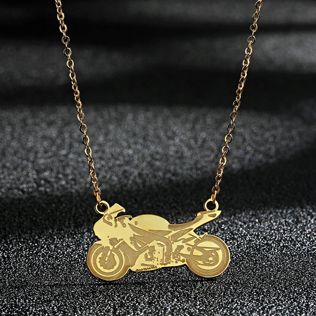 Play Todorova Simple Punk Stainless Steel Motorcycle Charm Pendant Aklace For Ma - £23.54 GBP