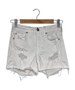 American Eagle Shorts Womens 4 White High Rise Shortie Denim Distressed ... - $20.29 CAD