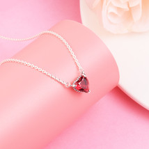 925 Sterling Silver Sparkling Heart Halo Pendant Collier Necklace - $19.99