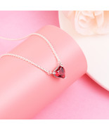 925 Sterling Silver Sparkling Heart Halo Pendant Collier Necklace - $19.99