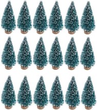 24 Mini Bottle Brush Christmas Trees with Wood Base Artificial Plastic Mini Tree - £14.74 GBP