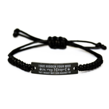 Motivational Christian Black Rope Bracelet, I have hidden your word in my heart  - £19.32 GBP