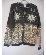 Size M Cotton blend Grey Snowflake Cardigan Sweater by Nutcracker - $1,105.34 MXN