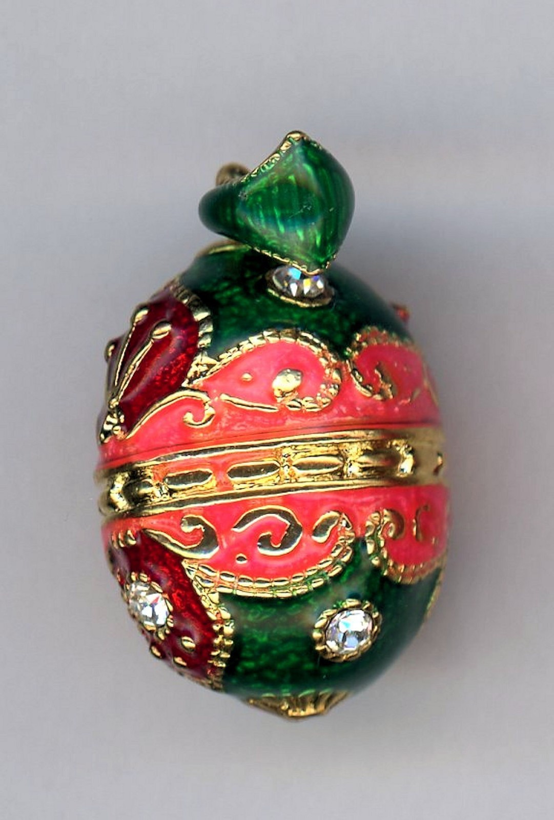 Russo Finto Uovo Ciondolo Split W/Trasparente Cristalli, Decor Verde, Rosa, Oro Item image 2