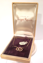 Vintage Tie Bar Two Rings Jacques Kreisler In Box  Gold tone Wedding theme ? - £25.52 GBP