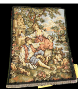 Antique Tapestry European Italy ? Romantic Courting Couple 12&quot;x9&quot; Victor... - $167.99