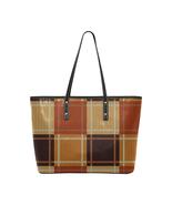 Tote Bags, Brown Checker Style Chic Leather Tote Bag - £47.39 GBP