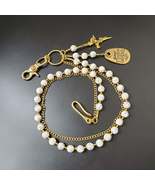 White Cracked Stone Round Beads Wallet Gold Chian,Handmade Gothiic Pants... - $78.00