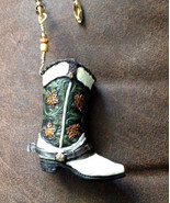 Western Cowboy Boot Ceiling Fan Light Pull Handcrafted / White - $14.55 CAD