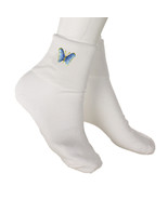 Blue Butterfly Bobby Socks -w Embroidered Appliques - Womens Novelty Soc... - £9.58 GBP
