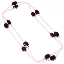 Black Onyx Handmade Gemstone Christmas Gift Necklace Jewelry 36&quot; SA 1784 - £6.12 GBP