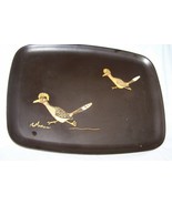 Vintage Courou Mid-Century Modern Road Runner Tray-Satin Black Material ... - $33.58 CAD