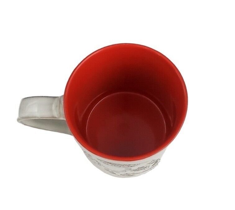 Day Of The Dead  Ceramic Skull Coffee Mug Textured and Red Interior 4" tall Item image 5