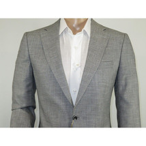 Men Sport Coat by Berlusconi Turkey Soft European Plaid #AT77 02 Gray Linen image 8