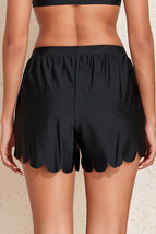 Black Scalloped Trim Beach Shorts - $230.58 MXN