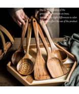 5 Pc Premium Wooden Serving &amp; Cooking Spoons Spatula Kitchen Utensil Set... - $320.19 MXN