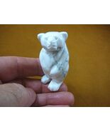 (Y-BEA-ST-711) White gray STANDING BEAR gemstone carving FIGURINE I love... - $19.74