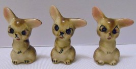 3 Miniature Bunny Rabbit Vtg Ceramic Statues Cute &amp; Grumpy Hagen Renaker? - £24.31 GBP