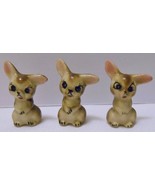 3 MINIATURE BUNNY RABBIT Vtg Ceramic STATUES Cute &amp; Grumpy Hagen Renaker? - £23.94 GBP