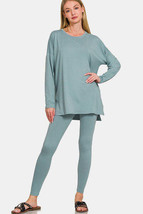 Zenana Full Size Brushed Microfiber Top and Leggings Lounge Set - $32.87
