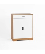 Freestanding Wood Shoe Cabinet: Adjustable, Drawer, Natural/White - $225.93 CAD