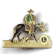 Lions Club Kansas Trail Drive To St. Louis 1990 Horse rider Pin Vintage - $11.00