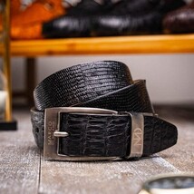 Giovanni Genuine Exotic Lizard Ring Ciman Belly Belt Black image 4