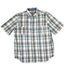 Carhartt Men&#39;s Shirt Size Large Blue Plaid Pearl Button Up Long Sleeve C... - $21.75
