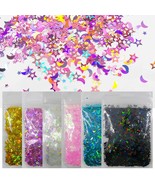 6 Colors Star Moon Chunky Glitter Flakes Resin Epoxy Accessories Hologra... - £12.67 GBP